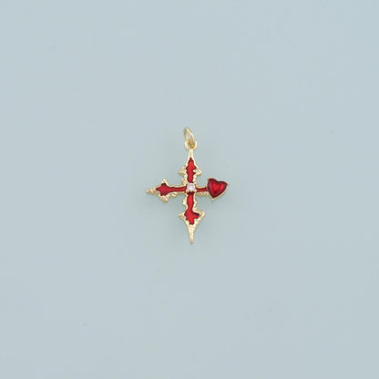 Gold Cross Charms,18K Gold Filled Enamel Cross Pendant,Protect Religious Charm Bracelet Necklace for DIY Jewelry Making Suppl