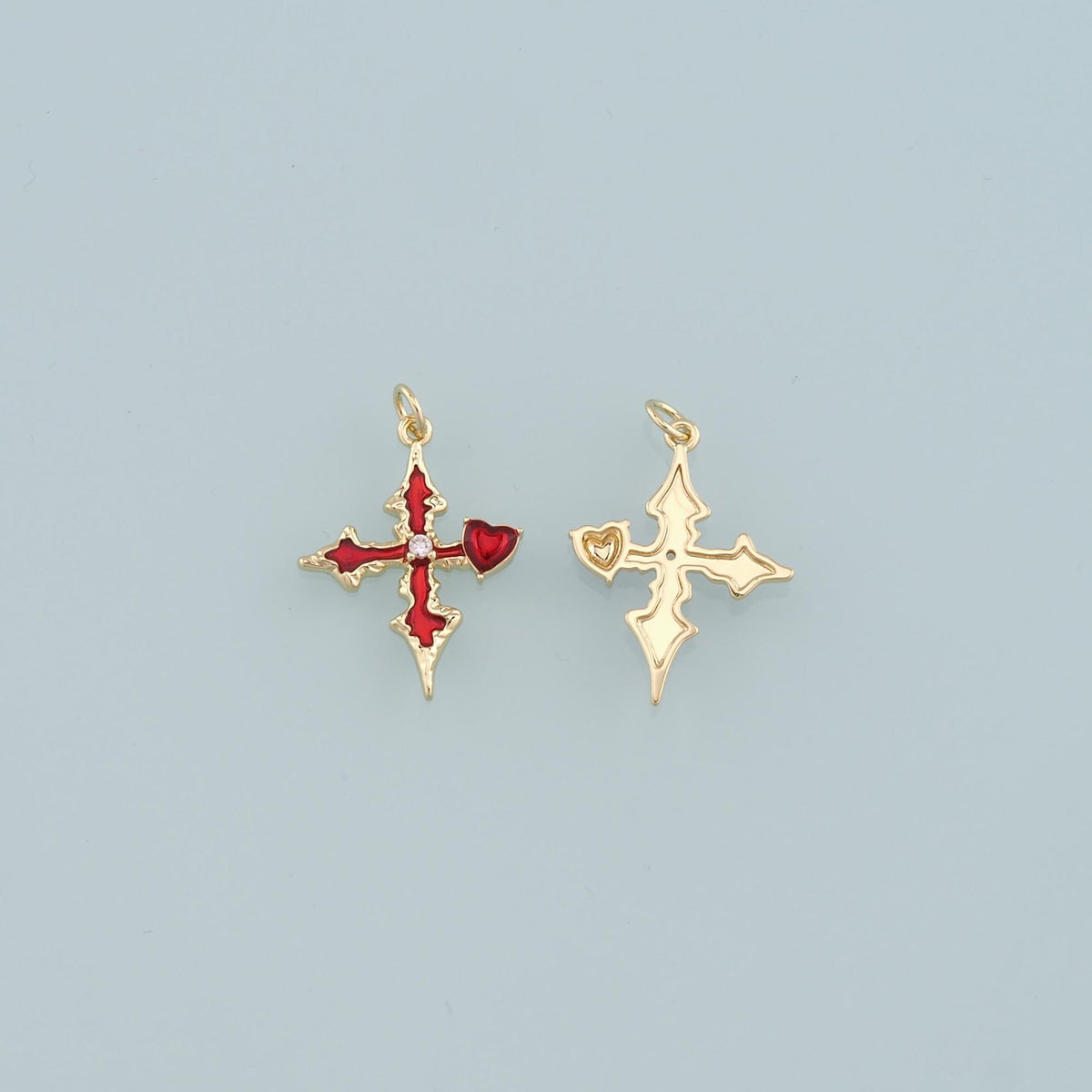 18K Gold Filled Cross Enamel Charm Pendant for Jewelry Making