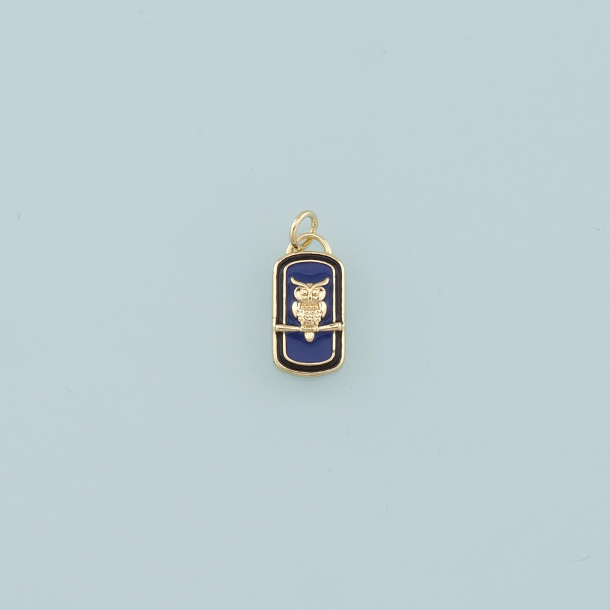 18K Gold Filled owl Pendant,Enamel owl Charm Bracelet Necklace for DIY Jewelry Making Supply
