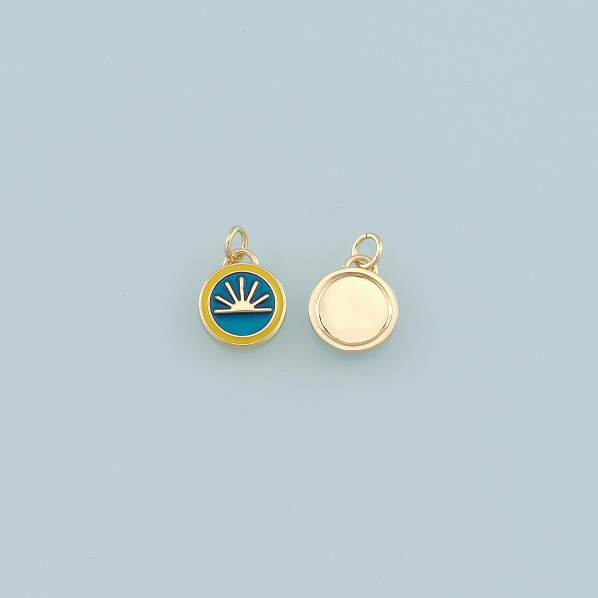 18K Gold Filled Sun Enamel Charm Pendant for Jewelry Making