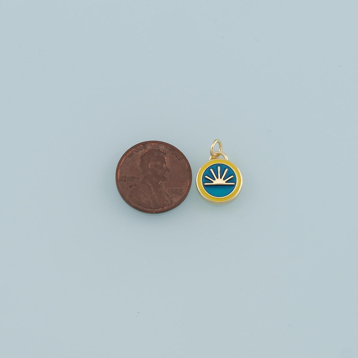 18K Gold Filled Sun Enamel Charm Pendant for Jewelry Making