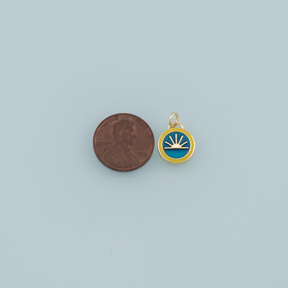 18K Gold Filled Sun Enamel Charm Pendant for Jewelry Making