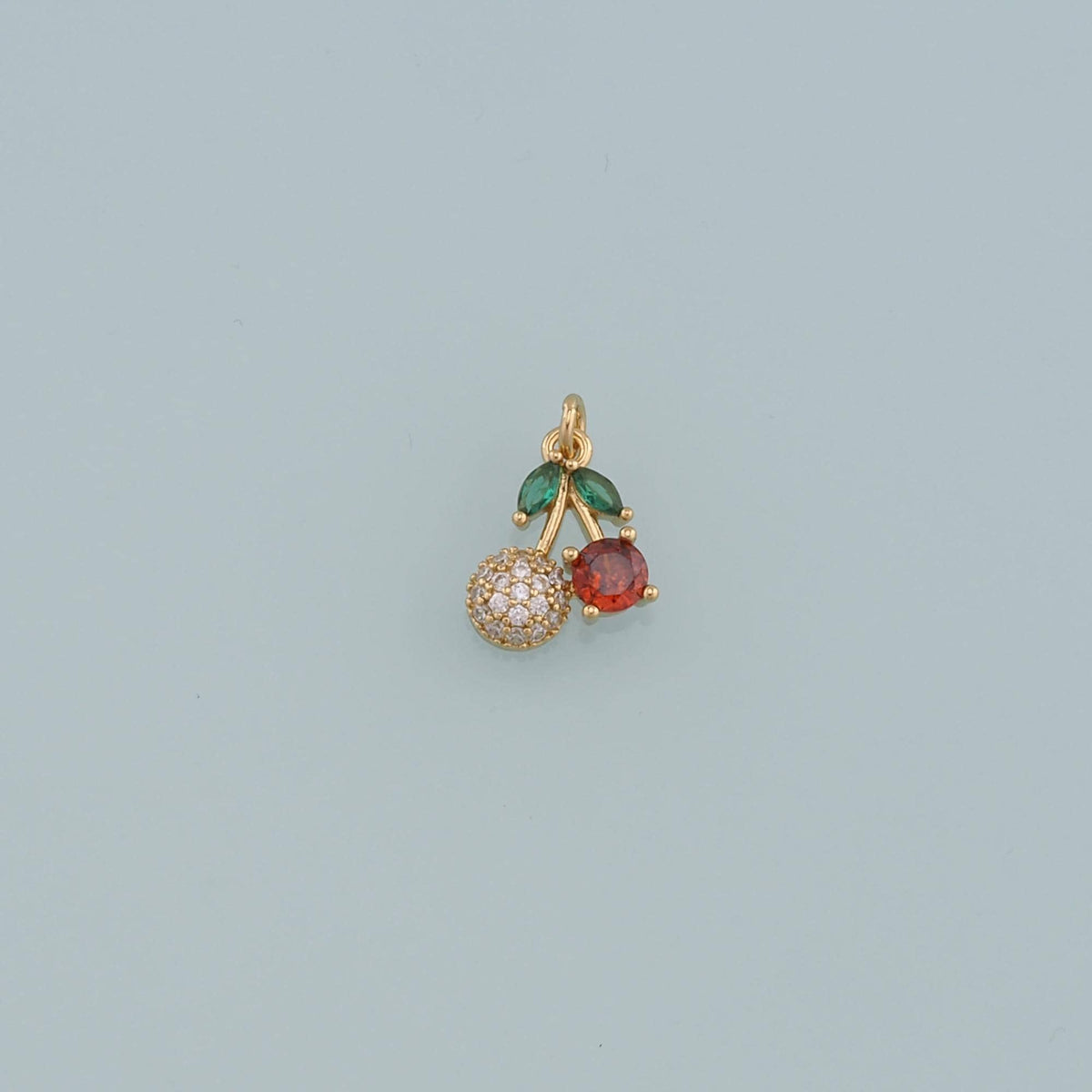 Gold Cherry Charms,18K Gold Filled Cherry Pendant,Fruit Charm Bracelet Necklace for DIY Jewelry Making Supply