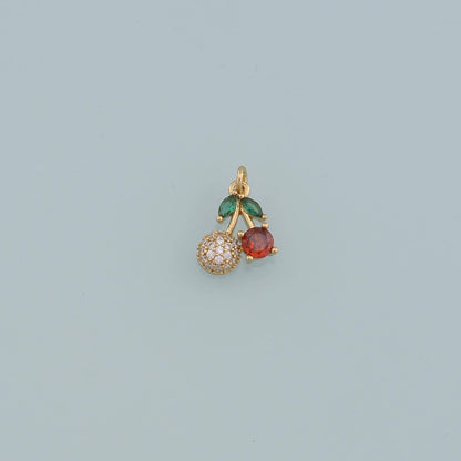 Gold Cherry Charms,18K Gold Filled Cherry Pendant,Fruit Charm Bracelet Necklace for DIY Jewelry Making Supply