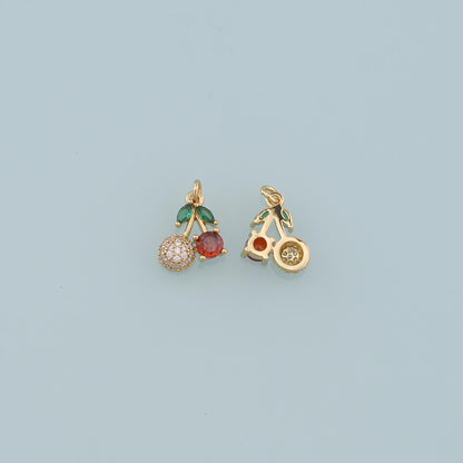 18K Gold Filled Cherry Charm Pendant for Jewelry Making