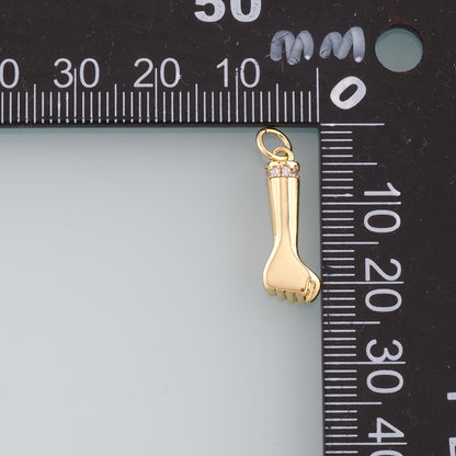Gold Fist Charms,18K Gold Filled Fist Pendant,CZ Micro Pave Gesture Charm Bracelet Necklace for DIY Jewelry Making Supply