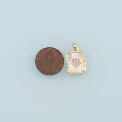 Gold Heart Charms,18K Gold Filled Shell Heart Pendant,Enamel Heart Charm Bracelet Necklace for DIY Jewelry Making Supply