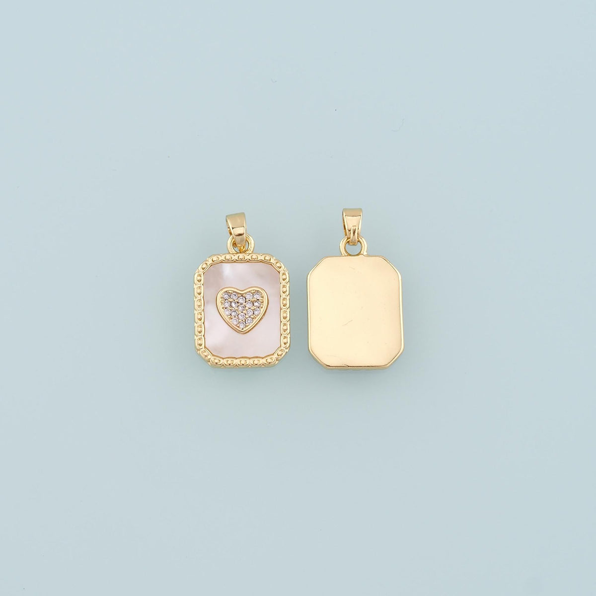 Gold Heart Charms,18K Gold Filled Shell Heart Pendant,Enamel Heart Charm Bracelet Necklace for DIY Jewelry Making Supply