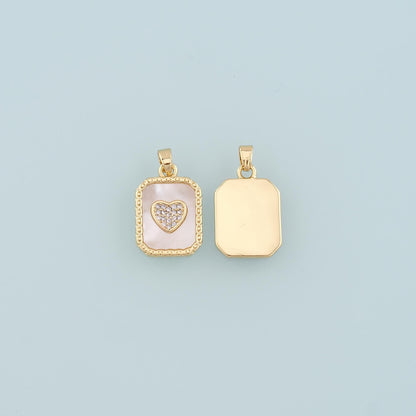 Gold Heart Charms,18K Gold Filled Shell Heart Pendant,Enamel Heart Charm Bracelet Necklace for DIY Jewelry Making Supply
