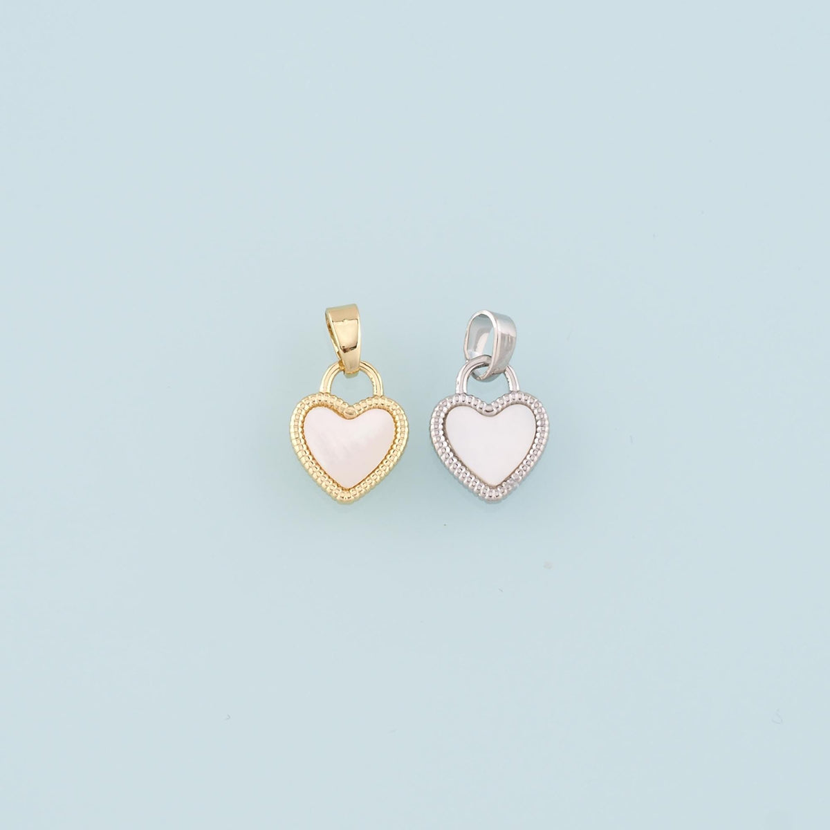 Gold Heart Charms,18K Gold Filled Shell Heart Pendant,Heart Charm Bracelet Necklace for DIY Jewelry Making Supply