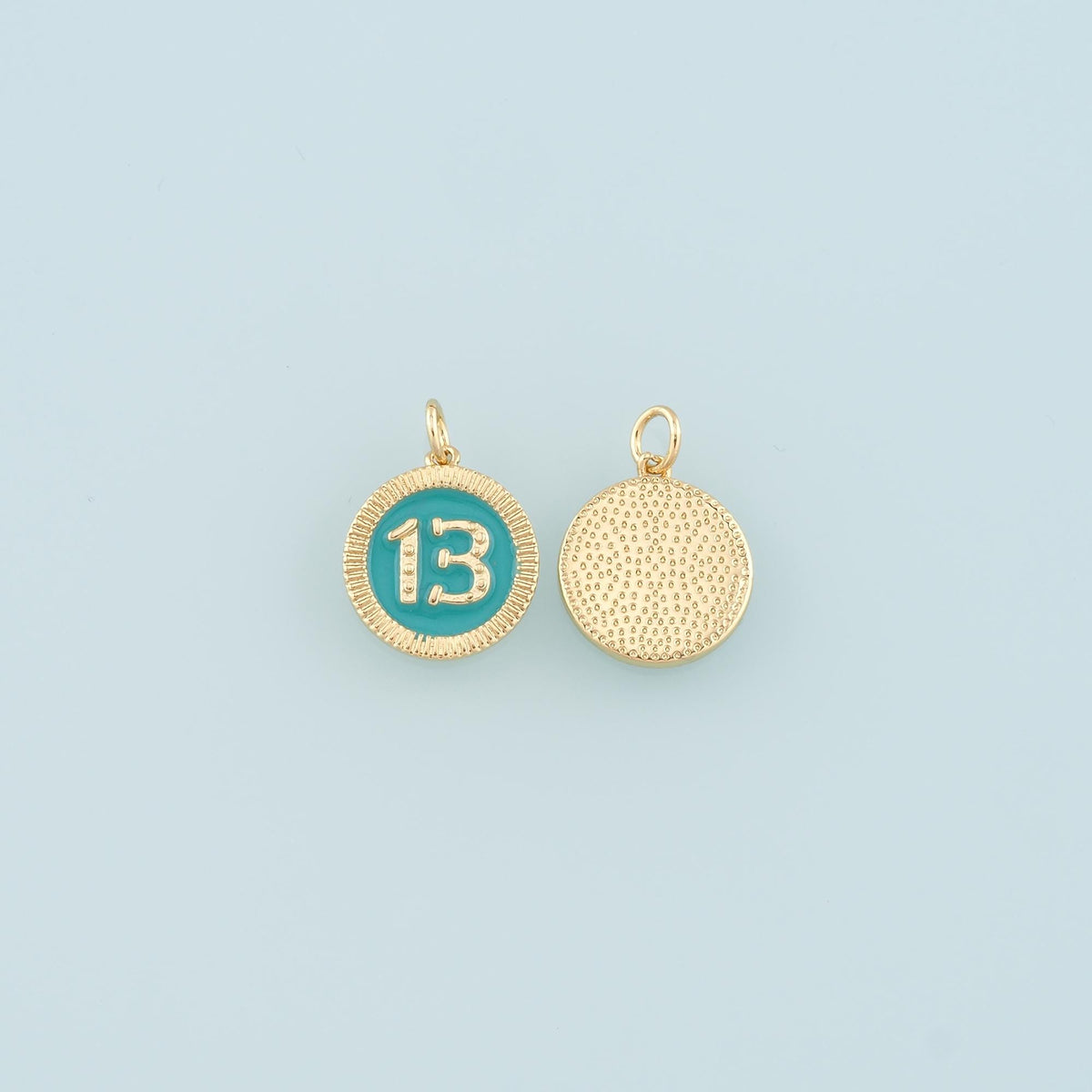 18K Gold Filled Luck 13 Pendant,Enamel Lucky Charm Bracelet Necklace for DIY Jewelry Making Supply