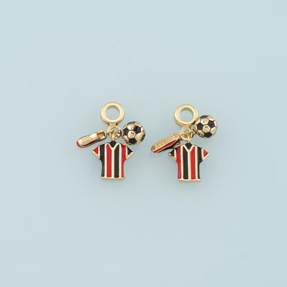 Gold Jersey Soccer Charm,18K Gold Football Pendant,Enamel Ball Sneakers Charm Bracelet Necklace for DIY Jewelry Making Supply