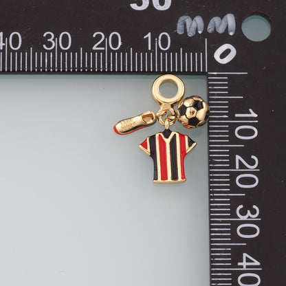Gold Jersey Soccer Charm,18K Gold Football Pendant,Enamel Ball Sneakers Charm Bracelet Necklace for DIY Jewelry Making Supply