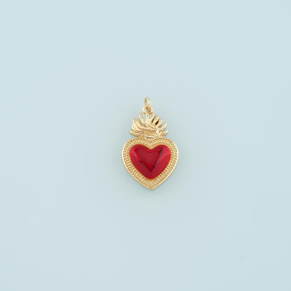18K Gold Filled Sacred Heart Charm Pendant for Jewelry Making