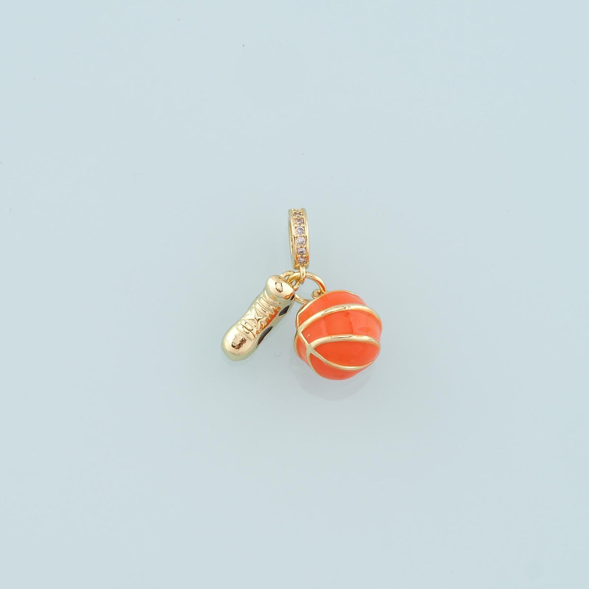 18K Gold Basketball Pendant,Enamel Basketball Shoes Charm Bracelet Necklace for DIY Jewelry Making Supply