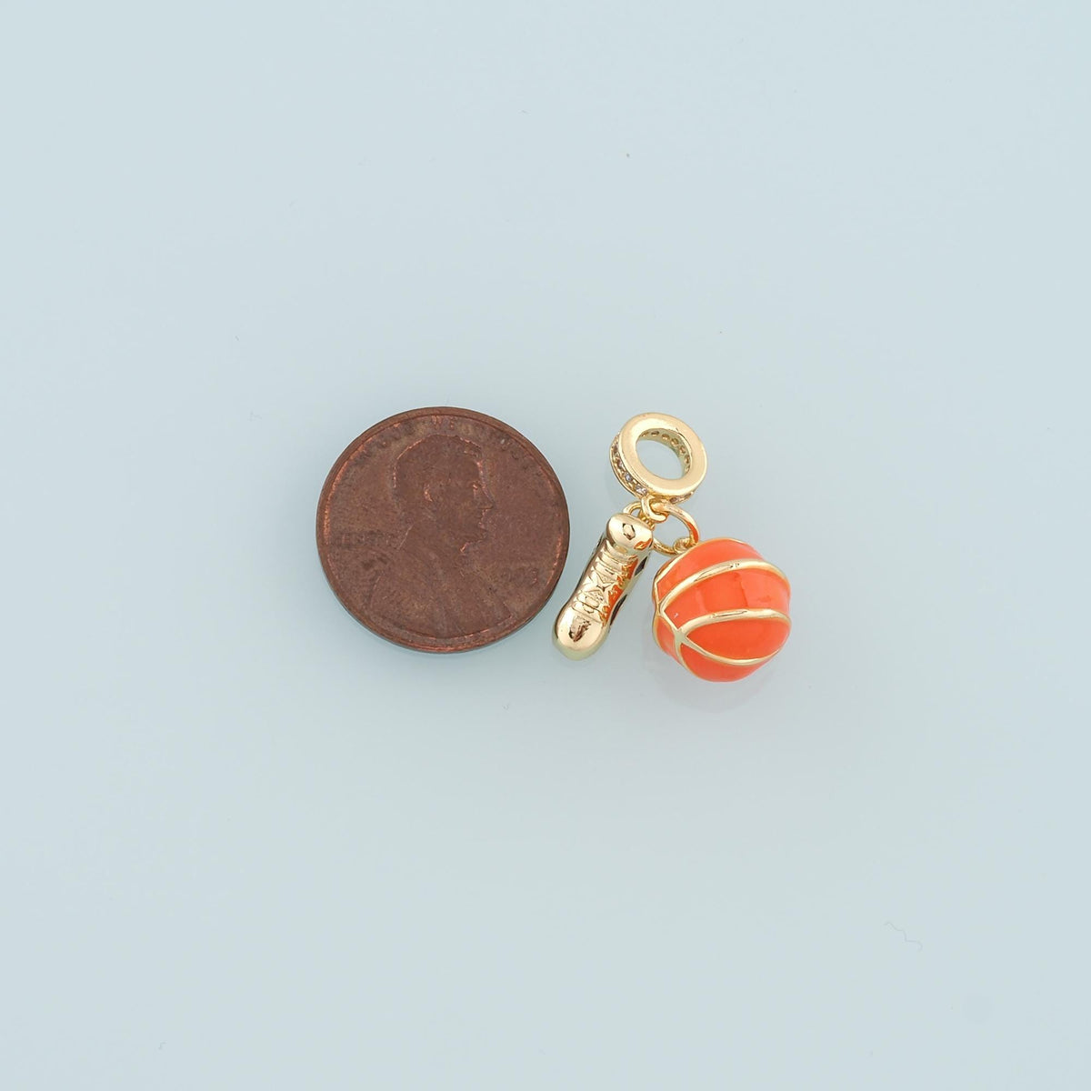 18K Gold Basketball Pendant,Enamel Basketball Shoes Charm Bracelet Necklace for DIY Jewelry Making Supply