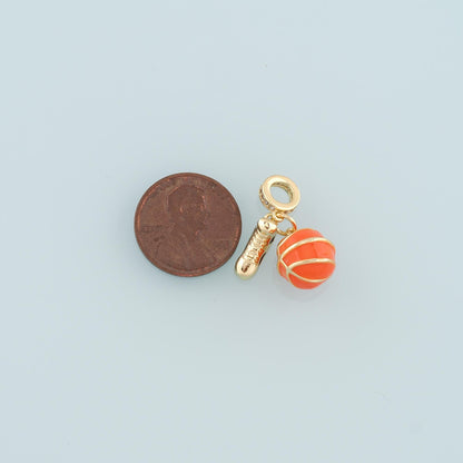 18K Gold Basketball Pendant,Enamel Basketball Shoes Charm Bracelet Necklace for DIY Jewelry Making Supply