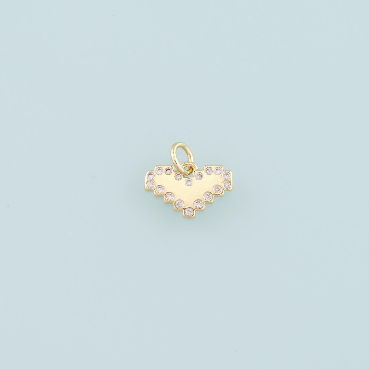 18K Gold Filled Heart Pendant,CZ Micro Pave Heart Charm Bracelet Necklace for DIY Jewelry Making Supply