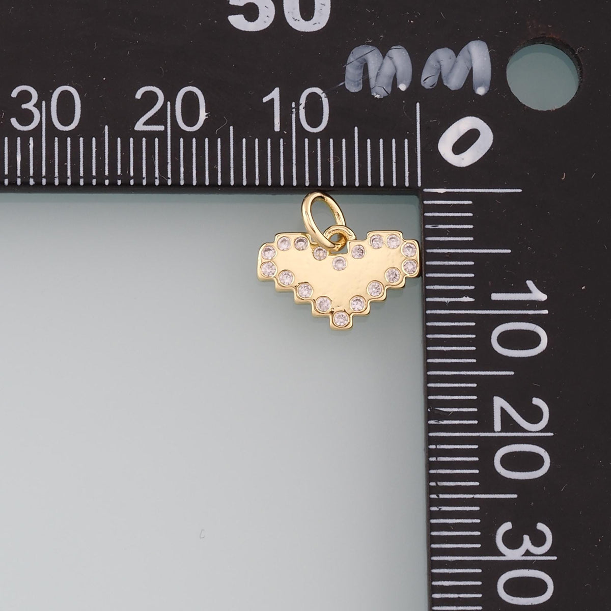 18K Gold Filled Heart Pendant,CZ Micro Pave Heart Charm Bracelet Necklace for DIY Jewelry Making Supply