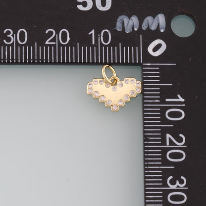 18K Gold Filled Heart Pendant,CZ Micro Pave Heart Charm Bracelet Necklace for DIY Jewelry Making Supply