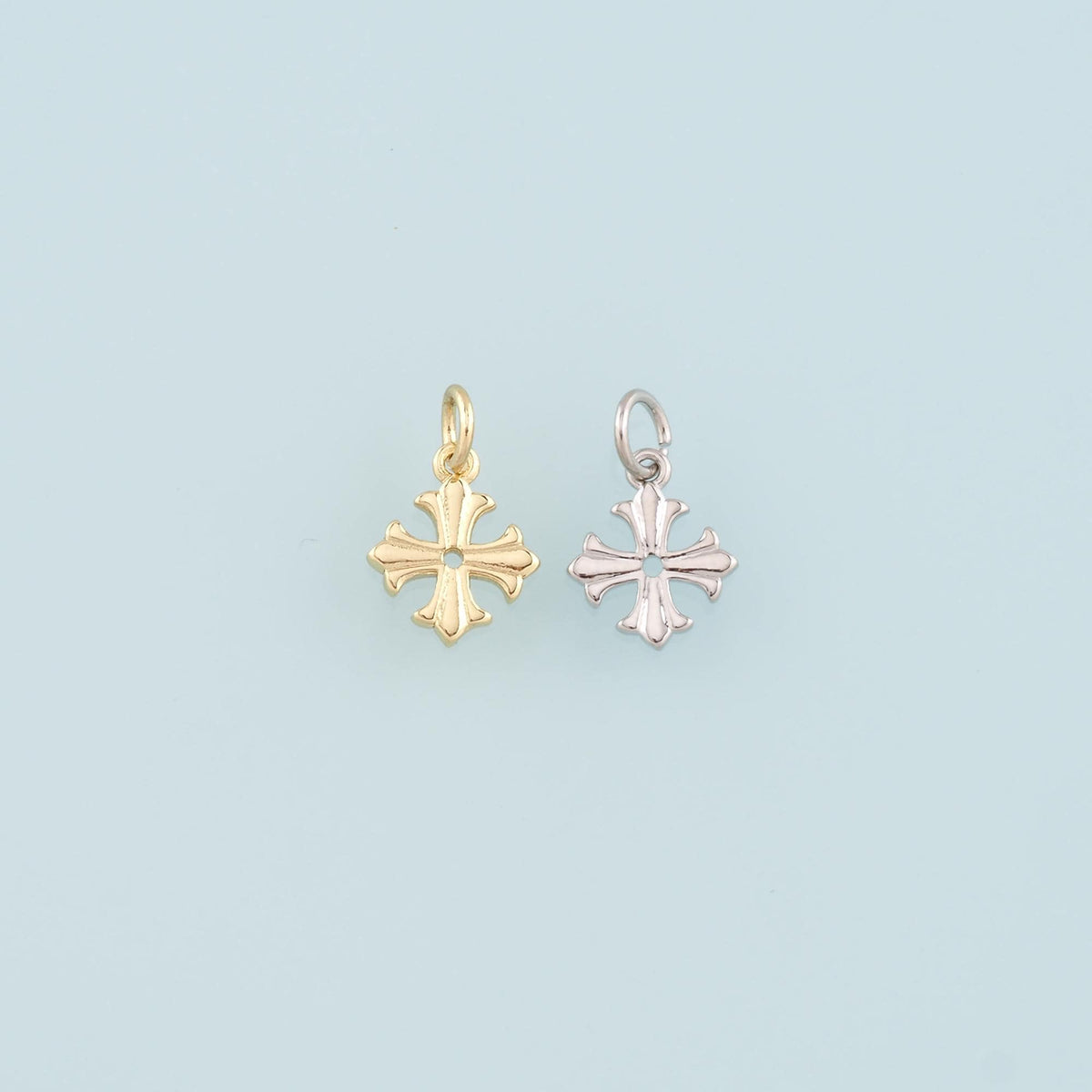 18K Gold Filled Cross Charm Pendant for Jewelry Making