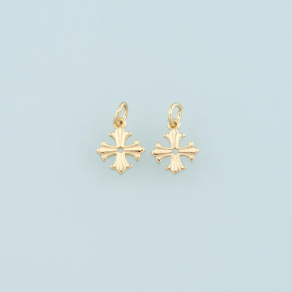 18K Gold Filled Cross Charm Pendant for Jewelry Making