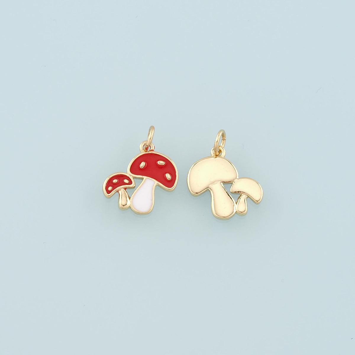 Gold Mushroom Charms,18K Gold Filled Enamel Mushroom Pendant,Kawaii Charm Bracelet Necklace for DIY Jewelry Making Supply