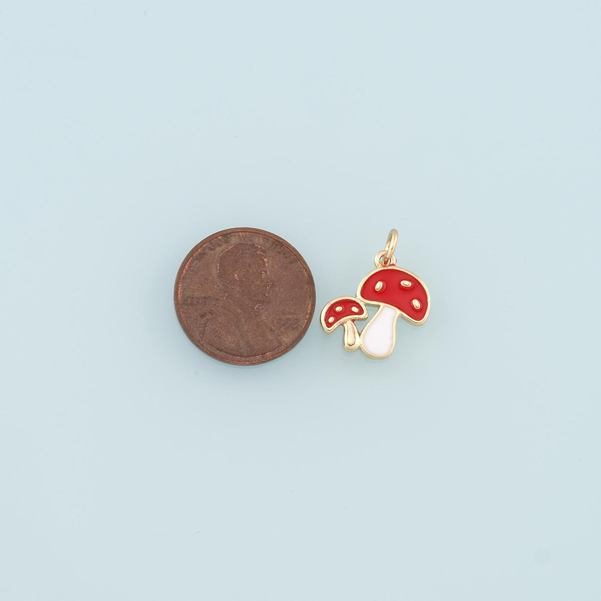 Gold Mushroom Charms,18K Gold Filled Enamel Mushroom Pendant,Kawaii Charm Bracelet Necklace for DIY Jewelry Making Supply