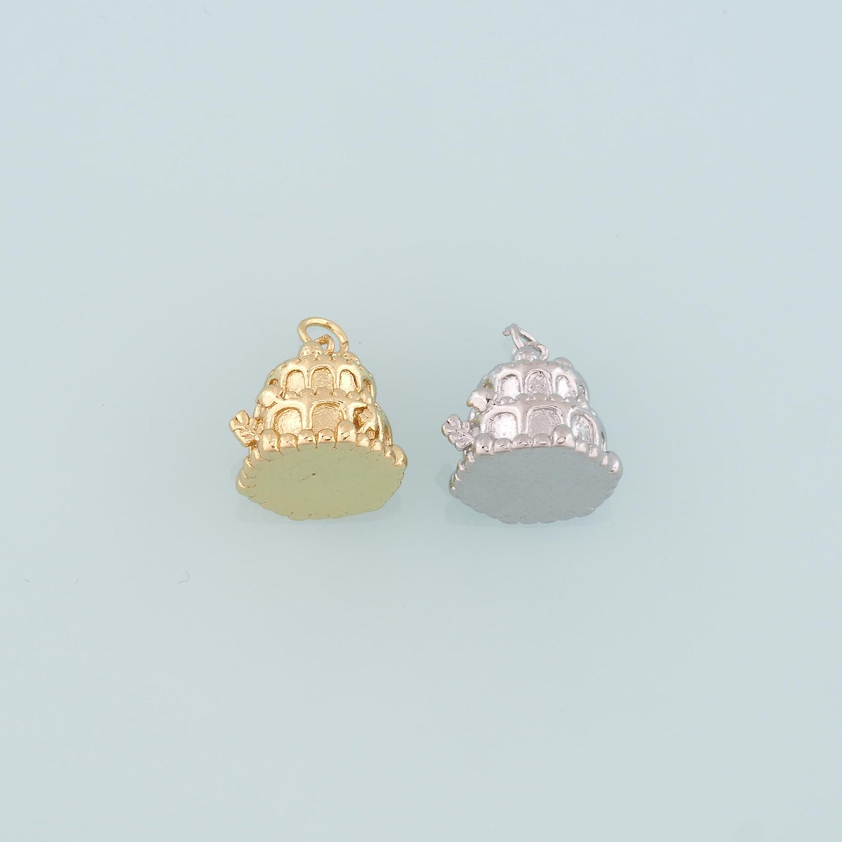 18K Gold Filled Cake Pendant,Dainty Cake Charm Bracelet Necklace for DIY Jewelry Making Supply