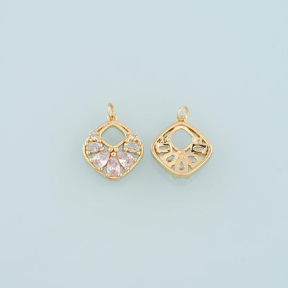 18K Gold Filled Hand CZ Charm Pendant for Jewelry Making