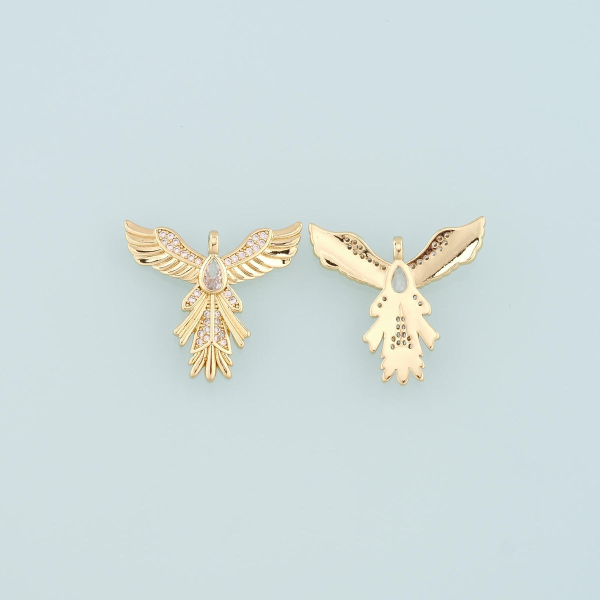 18K Gold Filled Angel Pendant,CZ Micro Pave Angel Charm Bracelet Necklace for DIY Jewelry Making Supply
