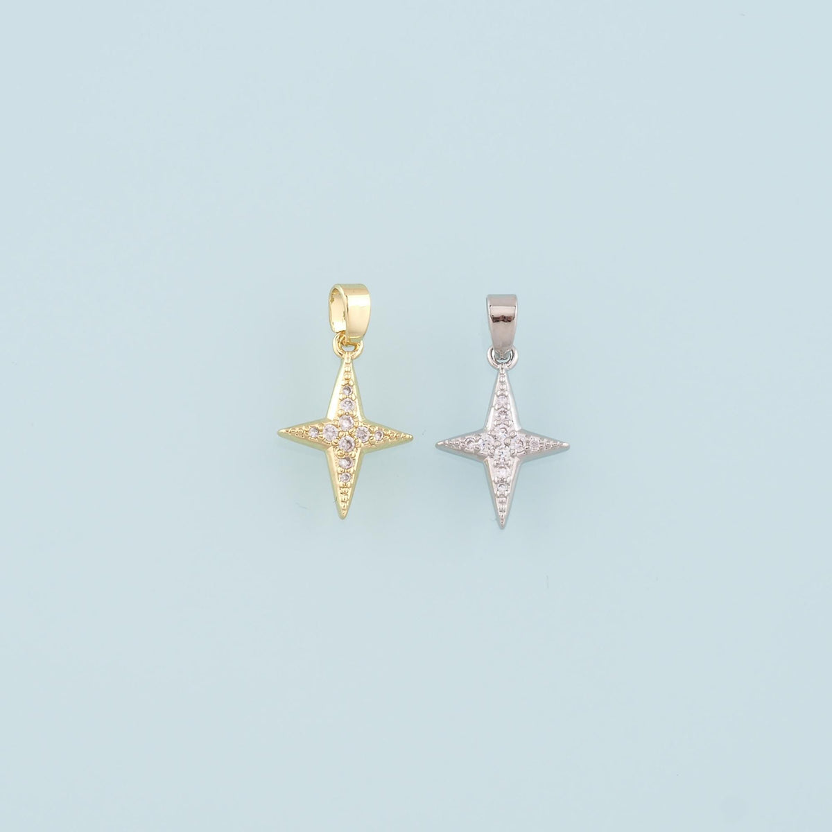 18K Gold Filled Star CZ Charm Pendant for Jewelry Making