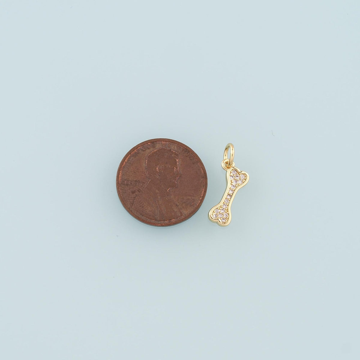 18K Gold Filled Dog Bone Pendant,CZ Micro Pave Bone Charm Bracelet Necklace for DIY Jewelry Making Supply
