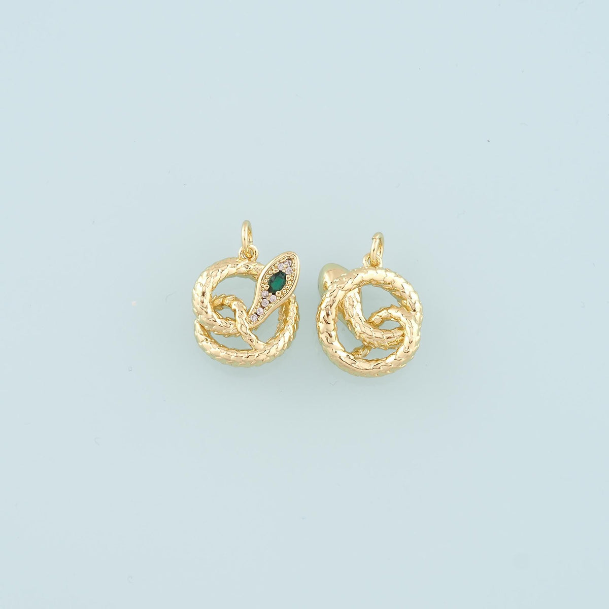18K Gold Filled Snake CZ Charm Pendant for Jewelry Making