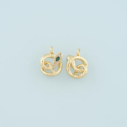 18K Gold Filled Snake CZ Charm Pendant for Jewelry Making
