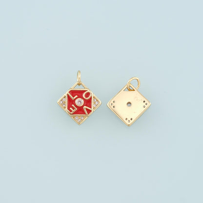 18K Gold Filled Love Enamel Charm Pendant for Jewelry Making