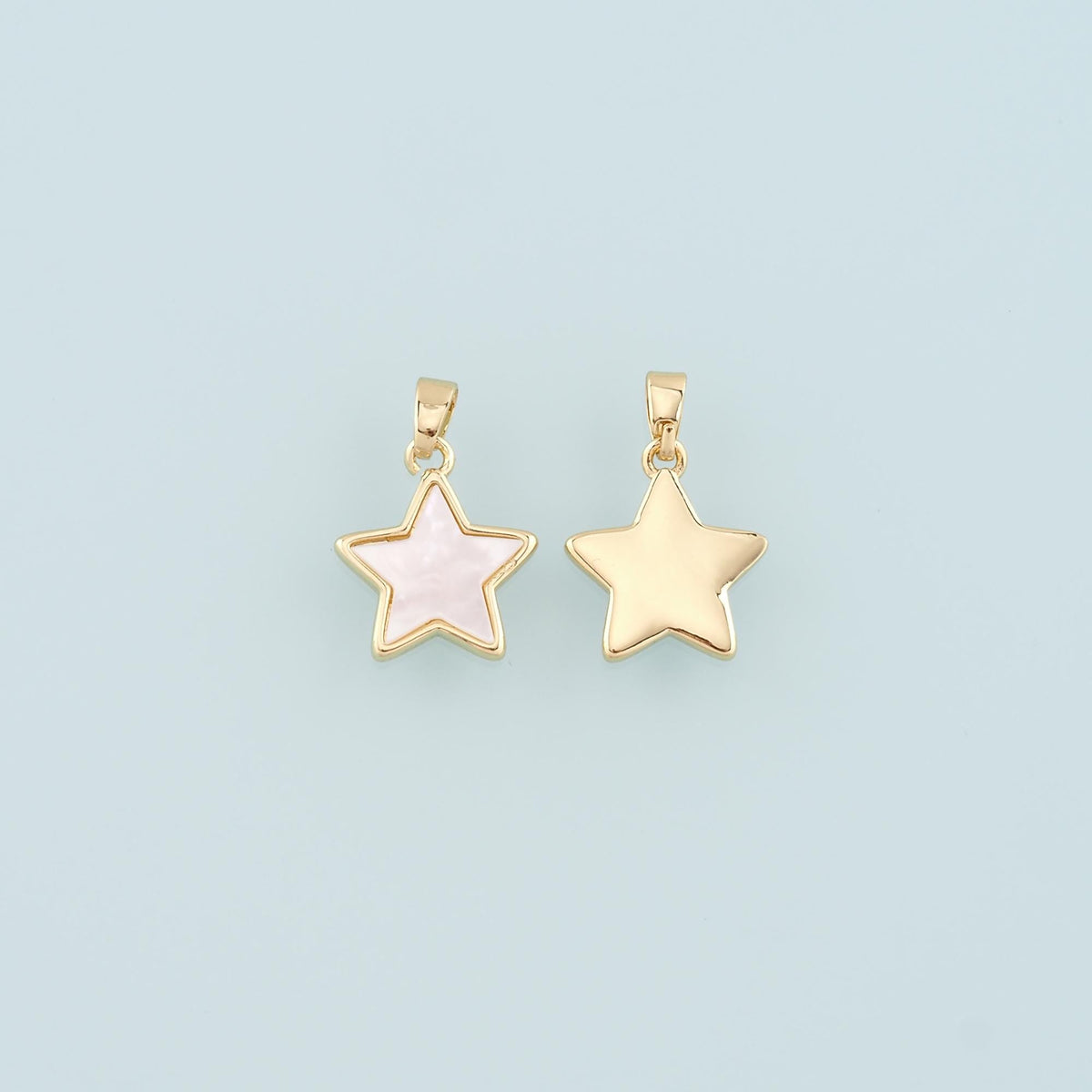 18K Gold Filled Shell Star Pendant,Celestial Charm Bracelet Necklace for DIY Jewelry Making Supply