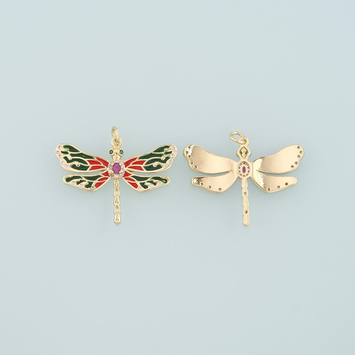 Gold Dragonfly Charms,18K Gold Filled Dragonfly Pendant,Enamel Dragonfly Charm Bracelet Necklace for DIY Jewelry Making Suppl