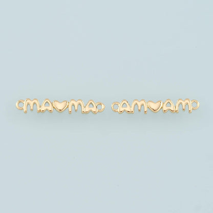18K Gold Filled Mama Connector,Mama Charm Bracelet Necklace for DIY Jewelry Making Supply
