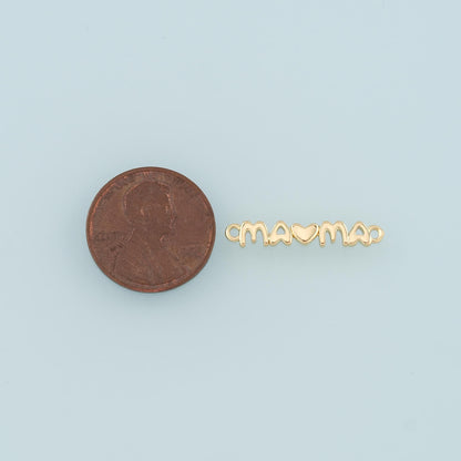 18K Gold Filled Mama Connector,Mama Charm Bracelet Necklace for DIY Jewelry Making Supply