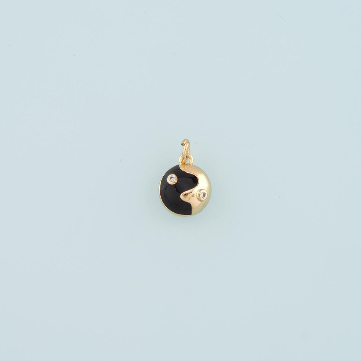 18K Gold Filled Yin Yang Pendant,Enamel Yin Yang Charm Bracelet Necklace for DIY Jewelry Making Supply