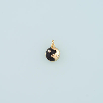 18K Gold Filled Yin Yang Pendant,Enamel Yin Yang Charm Bracelet Necklace for DIY Jewelry Making Supply
