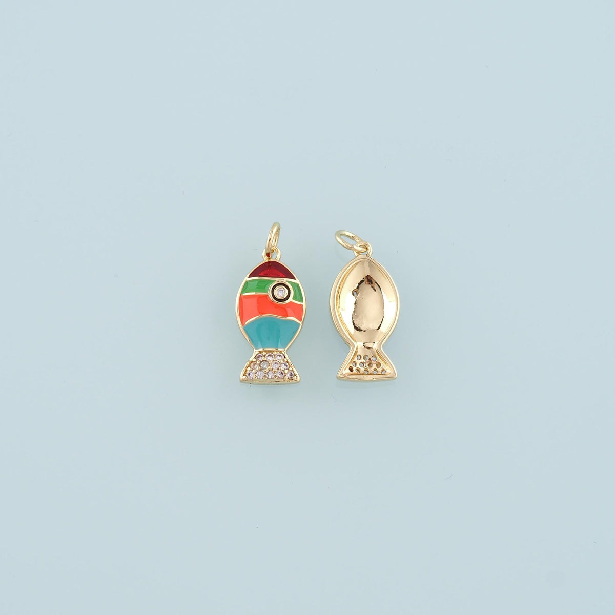 Gold Fish Charms,18K Gold Filled Enamel Fish Pendant,Cute Fish Charm Bracelet Necklace for DIY Jewelry Making Supply