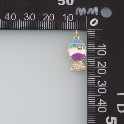 Gold Fish Charms,18K Gold Filled Enamel Fish Pendant,Cute Fish Charm Bracelet Necklace for DIY Jewelry Making Supply