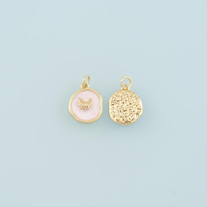 18K Gold Filled Croissant Pendant,Enamel Croissant Charm Bracelet Necklace for DIY Jewelry Making Supply