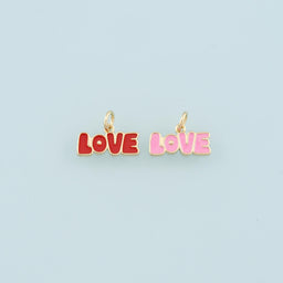18K Gold Filled Love Pendant,Enamel Love Charm Bracelet Necklace for DIY Jewelry Making Supply