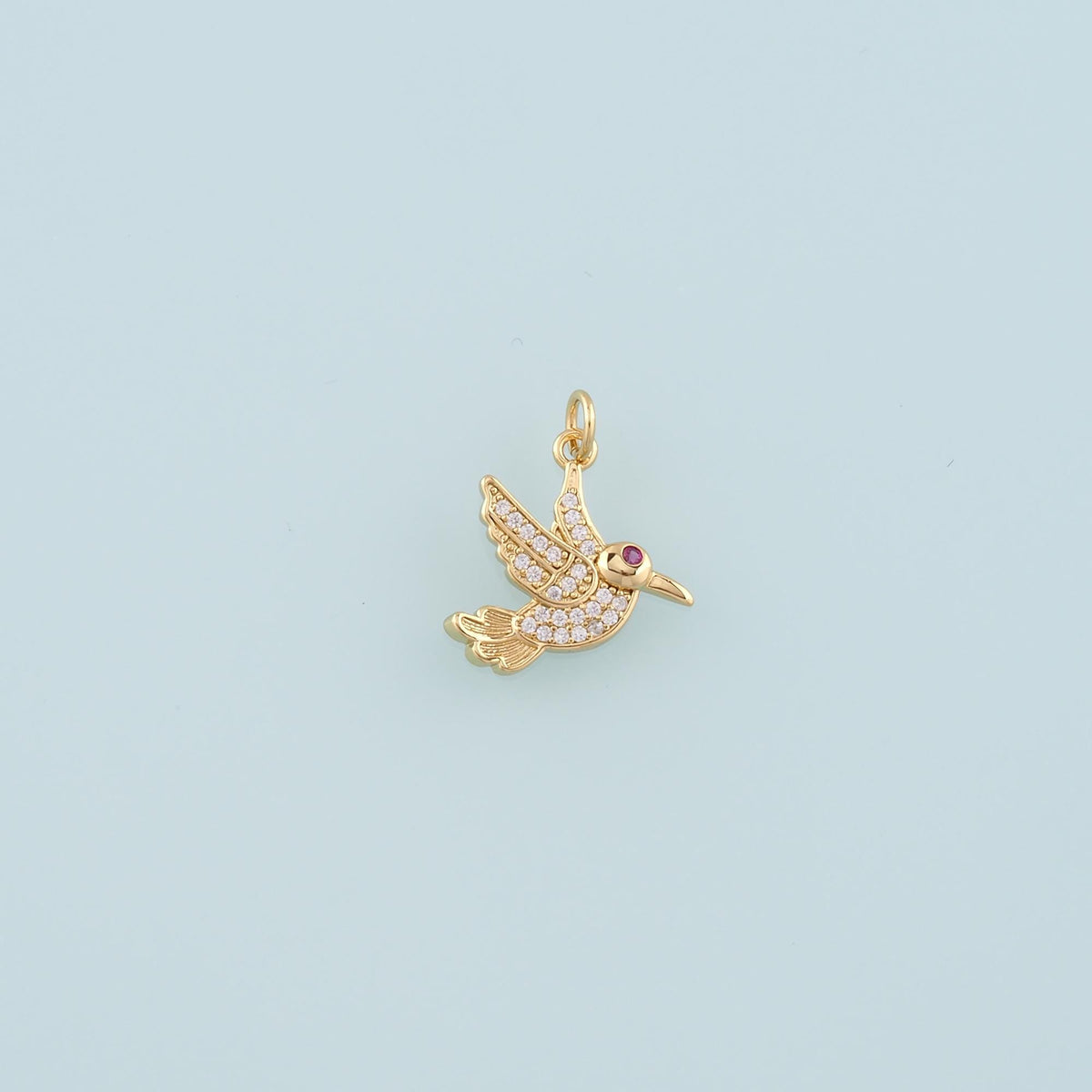 18K Gold Filled Bird Pendant,CZ Micro Pave Birds Charm Bracelet Necklace for DIY Jewelry Making Supply