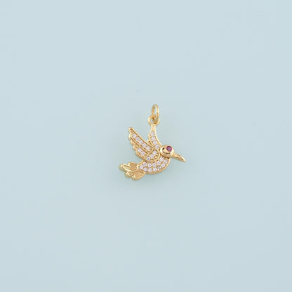 18K Gold Filled Bird Pendant,CZ Micro Pave Birds Charm Bracelet Necklace for DIY Jewelry Making Supply