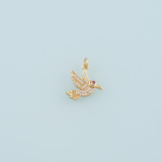 18K Gold Filled Bird Pendant,CZ Micro Pave Birds Charm Bracelet Necklace for DIY Jewelry Making Supply