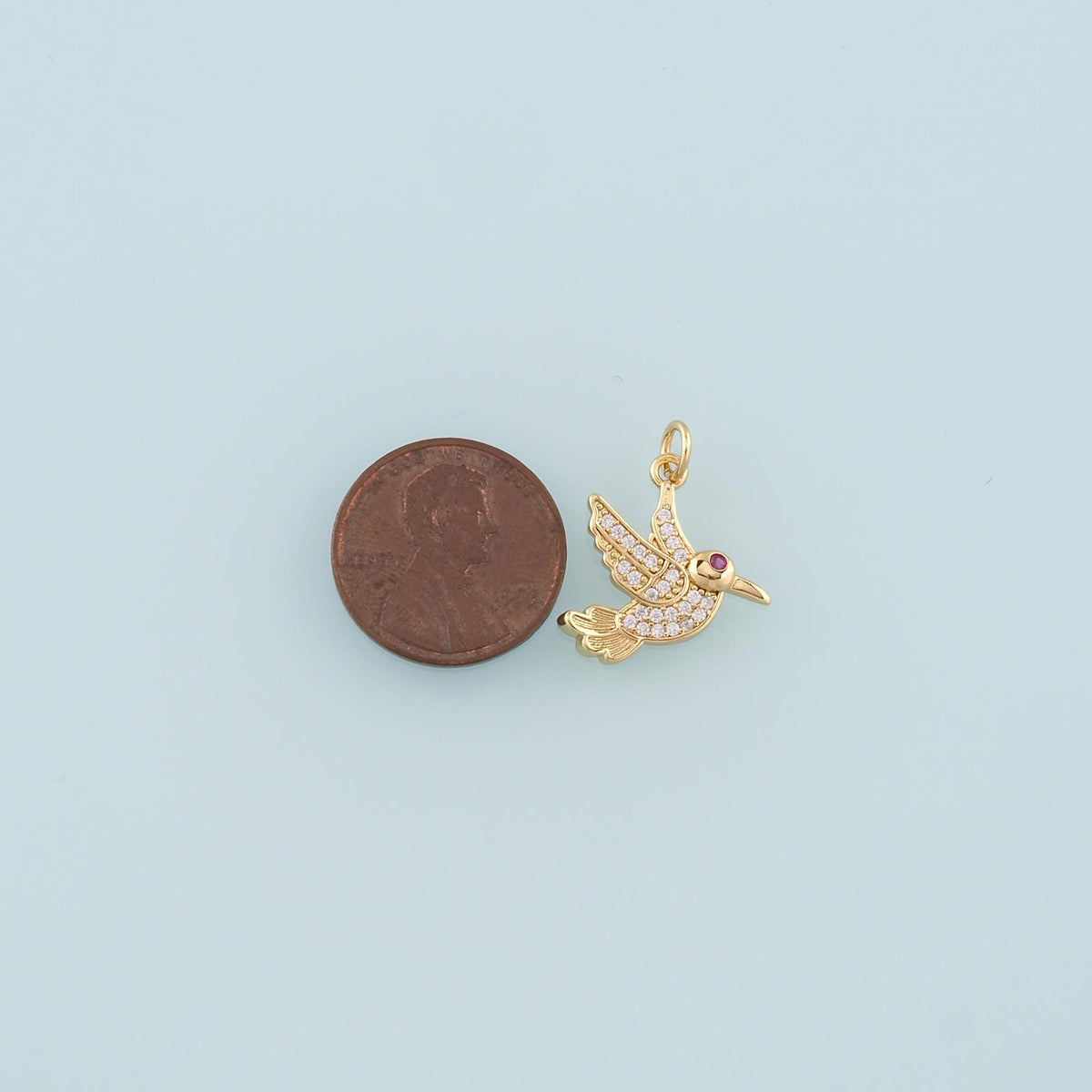 18K Gold Filled Bird Pendant,CZ Micro Pave Birds Charm Bracelet Necklace for DIY Jewelry Making Supply